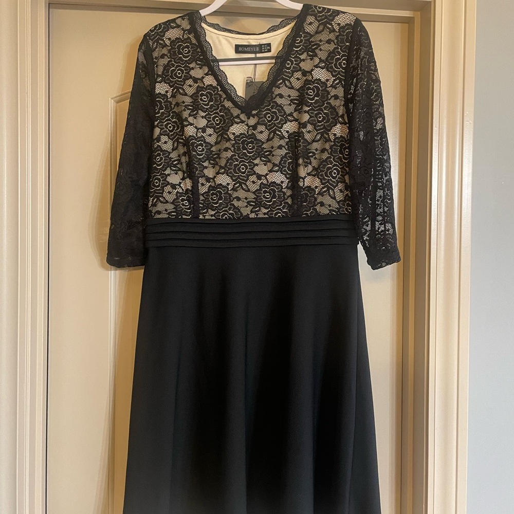 Lace Flare Party Dress-V-Neck-Size 12-NWT